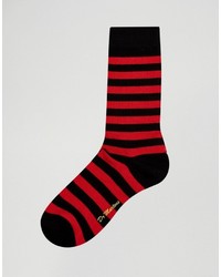 Мужские красные носки в горизонтальную полоску от Dr. Martens