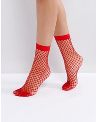 Женские красные носки в крупную сеточку от Asos