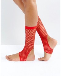 Женские красные носки в крупную сеточку от Asos