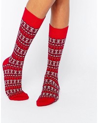 Женские красные носки с жаккардовым узором от Jack Wills