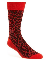 Красные носки с леопардовым принтом