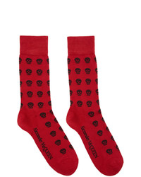 Мужские красные носки с принтом от Alexander McQueen
