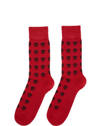 Мужские красные носки с принтом от Alexander McQueen