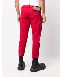 Мужские красные рваные джинсы от DSQUARED2
