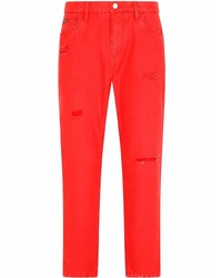 Мужские красные рваные джинсы от Dolce & Gabbana