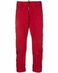 Мужские красные рваные джинсы от DSQUARED2