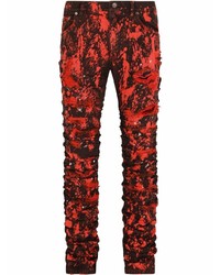 Мужские красные рваные зауженные джинсы от Dolce & Gabbana