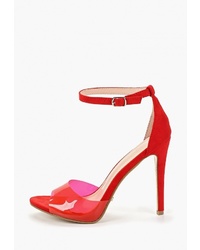 Красные резиновые босоножки на каблуке от Ideal Shoes