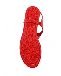 Красные резиновые сандалии на плоской подошве от Armani Jeans