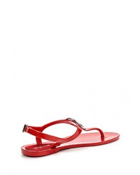 Красные резиновые сандалии на плоской подошве от Armani Jeans
