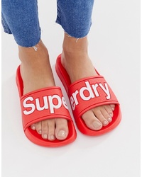 Красные резиновые сандалии на плоской подошве от Superdry