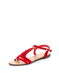 Красные сандалии на плоской подошве от Queen Vivi