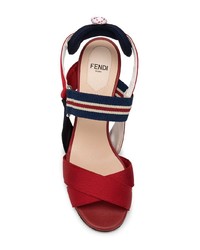 Красные сатиновые босоножки на каблуке от Fendi