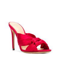 Красные сатиновые босоножки на каблуке от Alexandre Birman