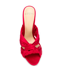 Красные сатиновые босоножки на каблуке от Alexandre Birman