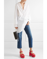 Женские красные сатиновые босоножки от Laurence Dacade