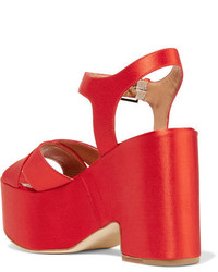 Женские красные сатиновые босоножки от Laurence Dacade