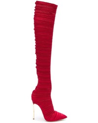 Красные сатиновые сапоги от Casadei