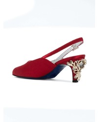 Красные сатиновые туфли с украшением от Koché