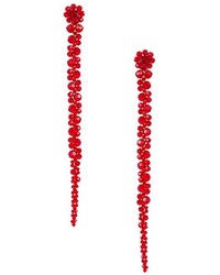 Красные серьги из бисера с цветочным принтом