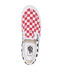 Мужские красные слипоны в клетку от Vans