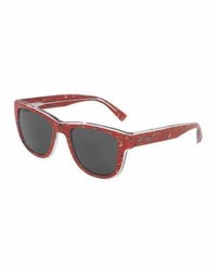 Красные солнцезащитные очки с принтом