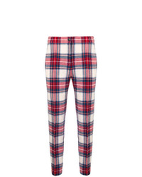Красные узкие брюки в шотландскую клетку от Boutique Moschino