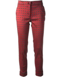Красные узкие брюки с геометрическим рисунком от Etro