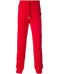 Мужские красные хлопковые брюки с принтом от Versus