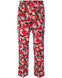Женские красные шелковые брюки с принтом от No.21
