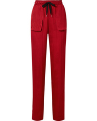 Красные шелковые классические брюки