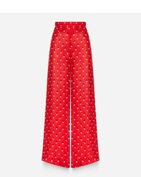 Красные шелковые широкие брюки с принтом от Christopher Kane