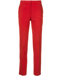 Красные шерстяные узкие брюки от Oscar de la Renta
