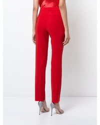 Красные шерстяные узкие брюки от Oscar de la Renta