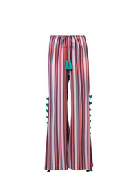 Красные широкие брюки в вертикальную полоску от Figue