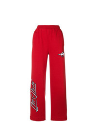 Красные широкие брюки с принтом от Off-White