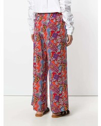 Красные широкие брюки с принтом от Etro
