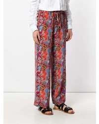 Красные широкие брюки с принтом от Etro