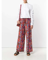 Красные широкие брюки с принтом от Etro
