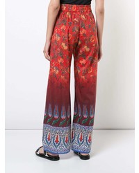 Красные широкие брюки с принтом от Warm