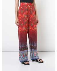 Красные широкие брюки с принтом от Warm