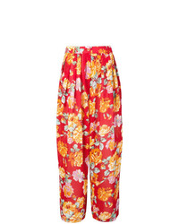Красные широкие брюки с цветочным принтом от Kenzo Vintage
