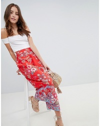 Красные широкие брюки с цветочным принтом от Miss Selfridge