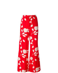 Красные широкие брюки с цветочным принтом от P.A.R.O.S.H.