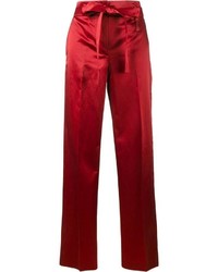 Красные широкие брюки от Helmut Lang