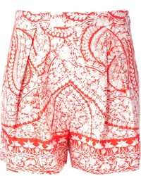 Женские красные шорты с цветочным принтом от Giambattista Valli
