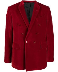 Красный бархатный двубортный пиджак