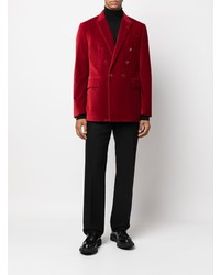 Мужской красный бархатный двубортный пиджак от Reveres 1949