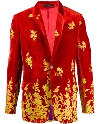Мужской красный бархатный пиджак с цветочным принтом от Paul Smith