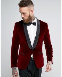 Мужской красный бархатный пиджак от Hugo Boss